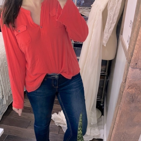 Kim Rogers top red size 1X cotton fabric - Picture 1 of 6
